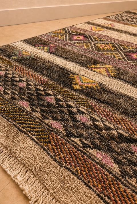 Vintage Moroccan Southwestern Handwoven Area Rug – Tribal Geometric Wool Rug