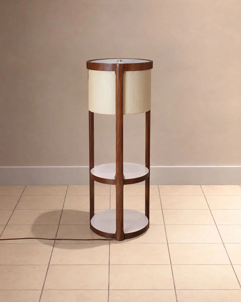 Vintage Walnut Shelf Floor Lamp, Attributed to Modeline