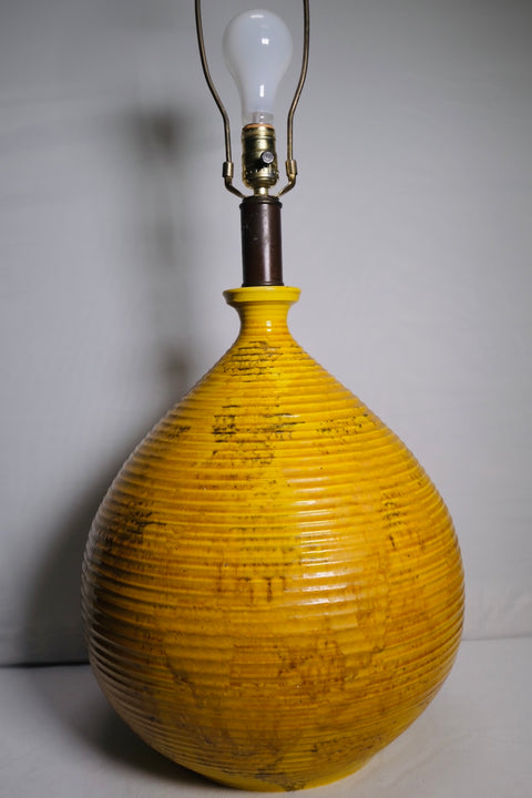 Vintage Yellow Glazed MCM Lamp