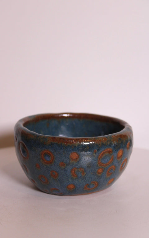 Blue Orange Ring Studio Pottery Bowl