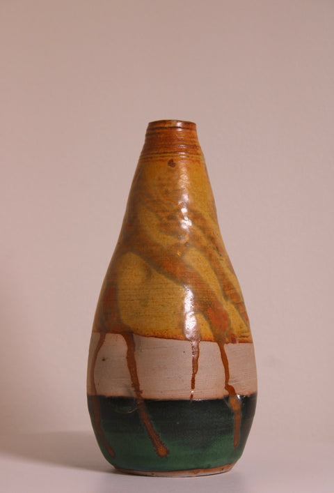 Tall Earth Tone Drip Glaze Bottle Vase