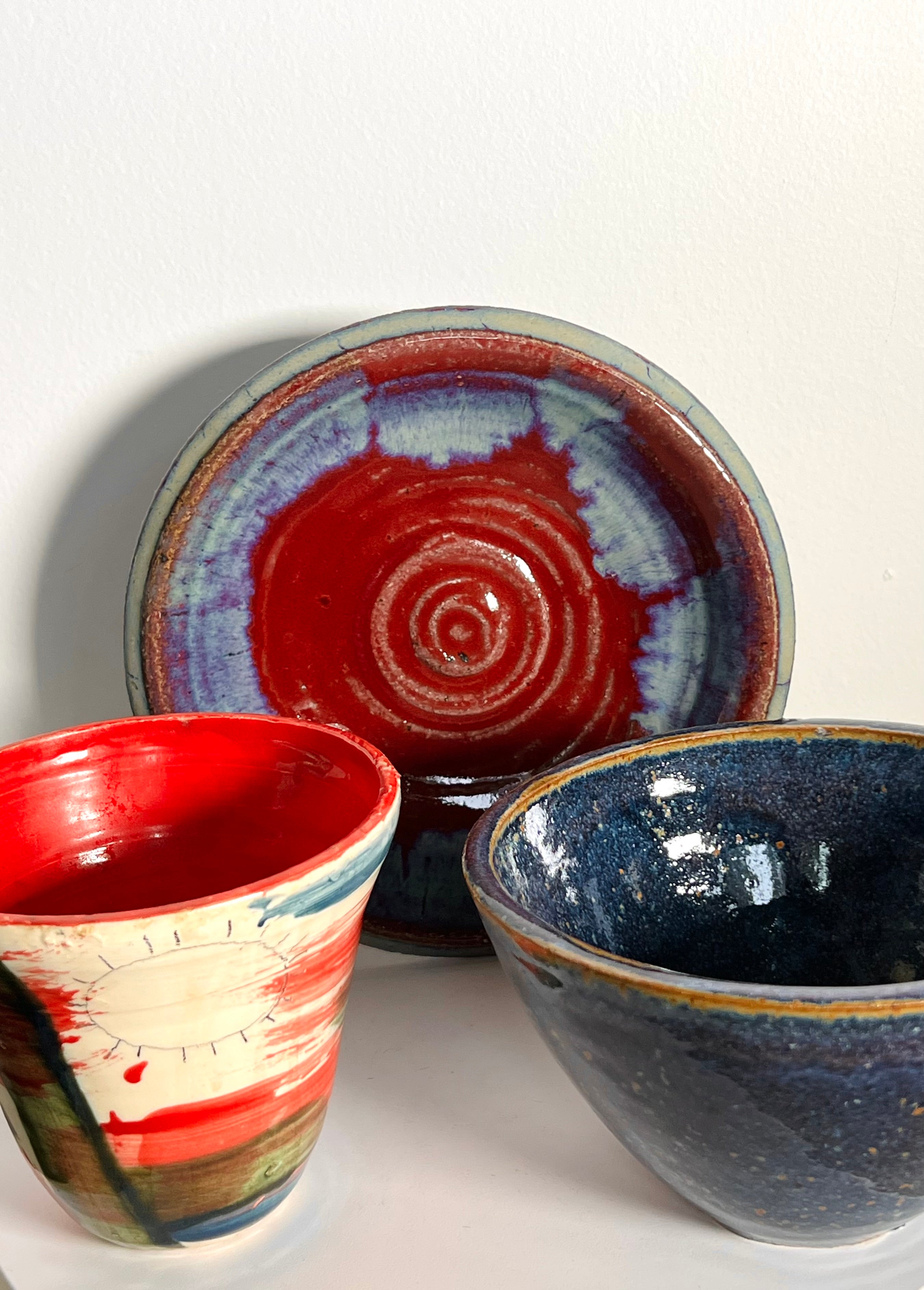 Red + Blue Studio Signed Plate (Vintage)