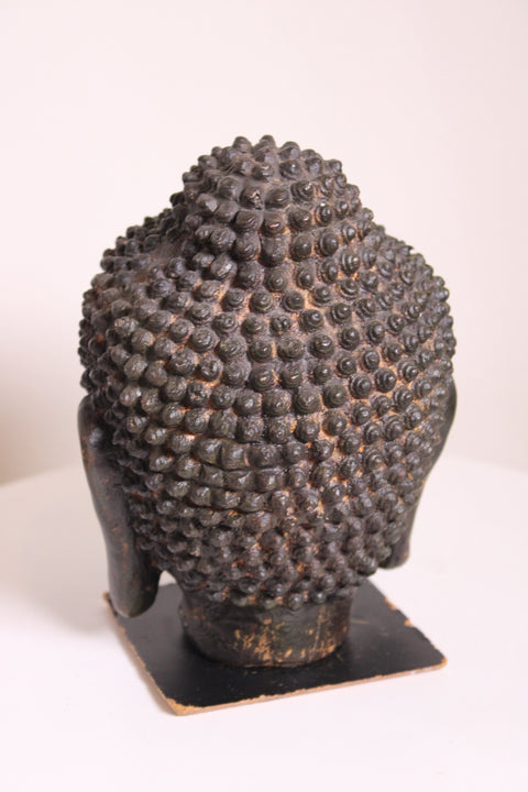Buddha Head Sculpture Black Finish