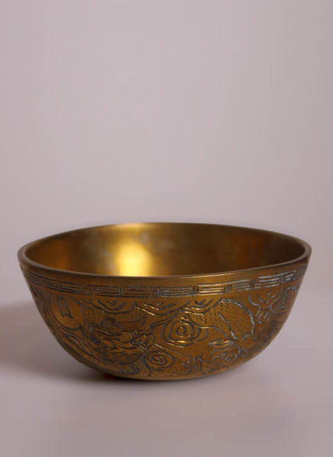 Etched Brass Dragon Bowl