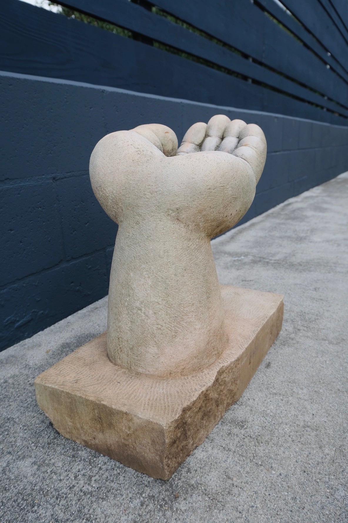 “Heavy Hand” Cement Bird Bath (Vintage)