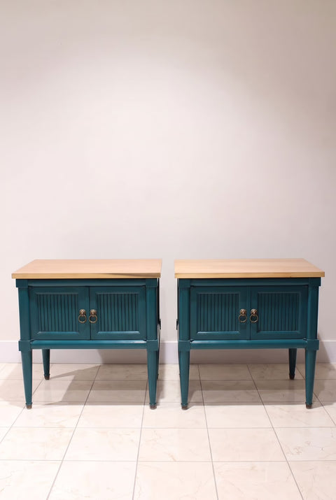 Vintage Teal Side Tables (Pair)