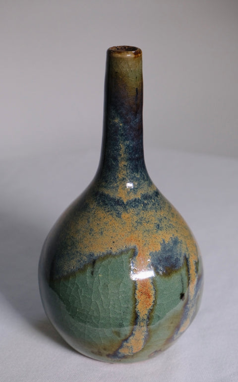 Vintage Pair of Teal Glazed MCM Vases