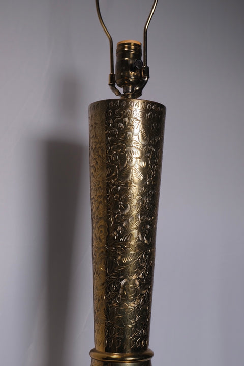 Vintage Tall Moorish Polished Brass Decorative Lamp