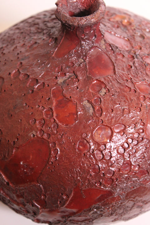 Textured Lava Glaze Studio Pottery Bottle Vase