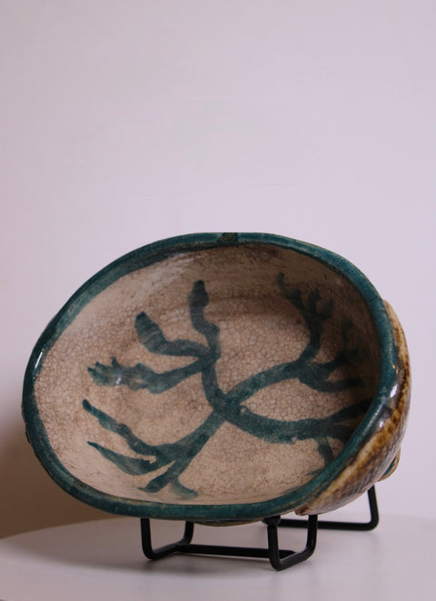 Organic Blue Botanical Studio Pottery Dish