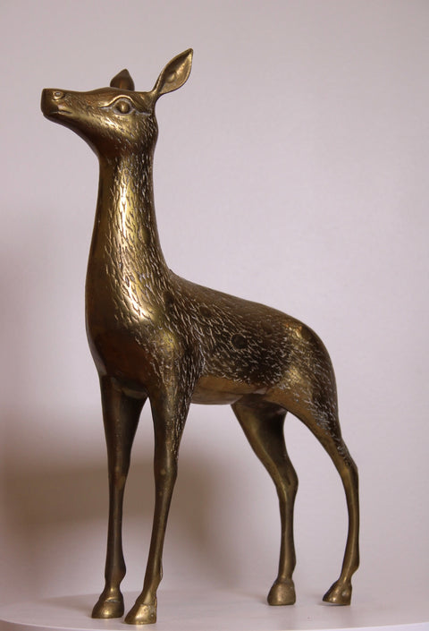 Vintage Brass Deer Mid Century Modern Brass Animal Sculpture