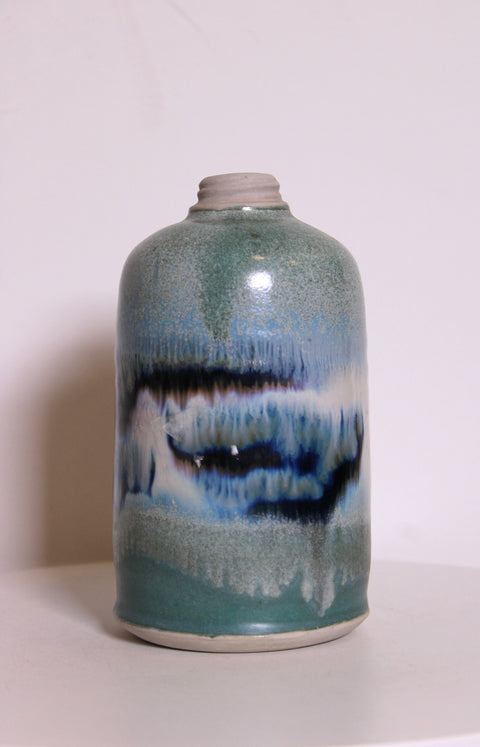 Signed Crystalline Drip Glaze Studio Pottery Bottle Vase
