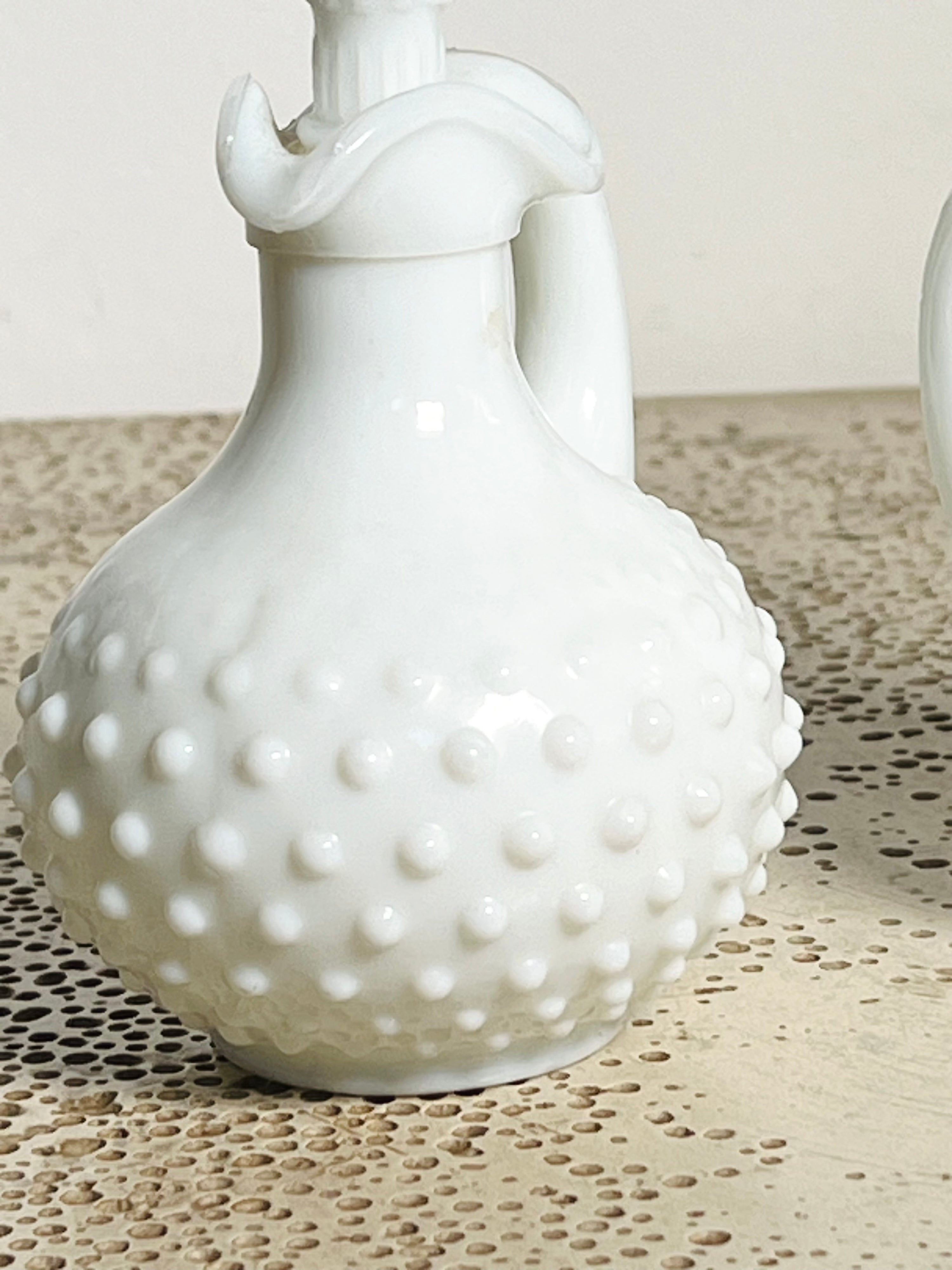 Avon White Milk Glass Hobnail Decanter (Pair) (Vintage)