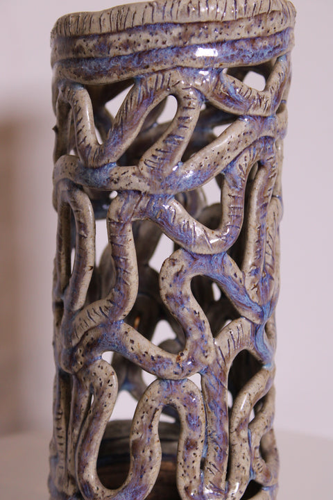 Organic Lattice Openwork Ceramic Vessel