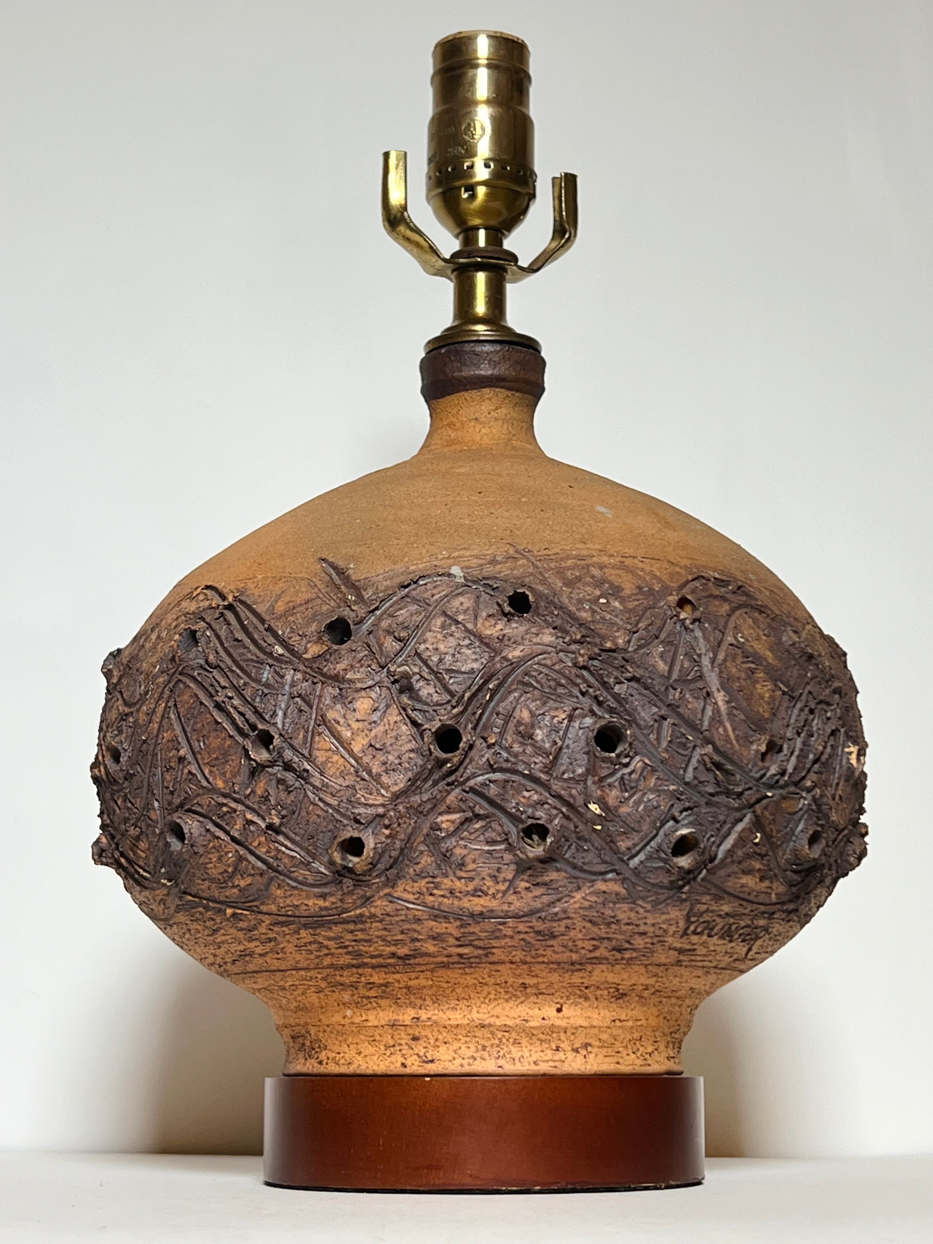 MCM Rough Table Lamp In The Manor Of “Peter Voulkos” (Vintage)