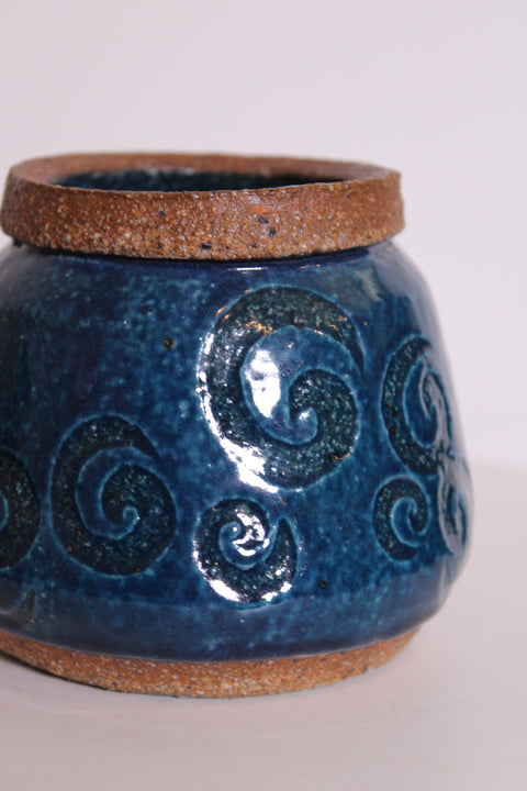 Vintage Blue Spiral Studio Pottery Planter
