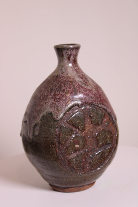 Vintage Maroon Studio Pottery Bud Vase | Handmade Ceramic Vase