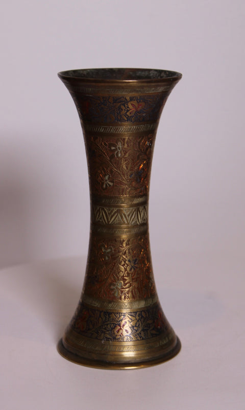 Etched Brass Floral Vase