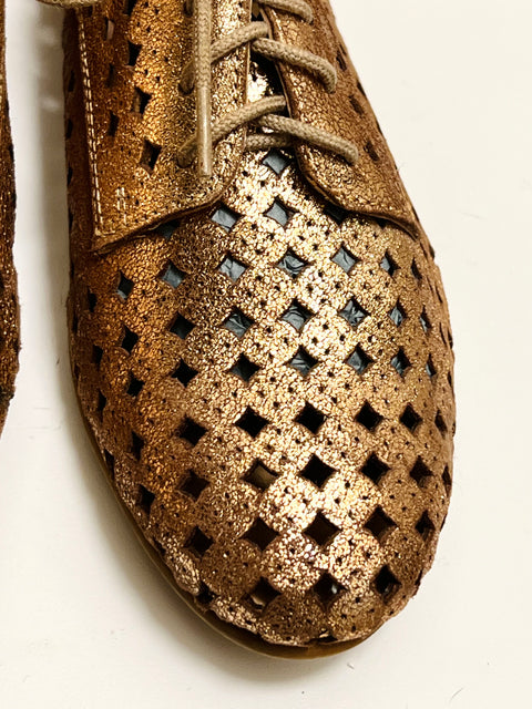 Seychelles Gold Metallic Cutout Oxford Shoes