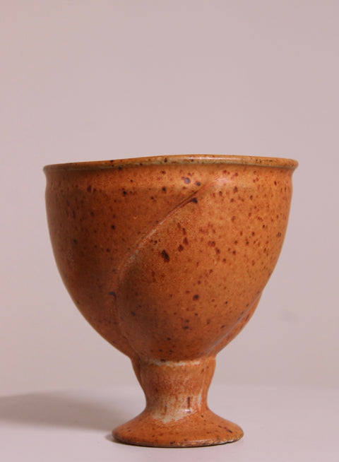 Speckled Orange Footed Goblet Bowl