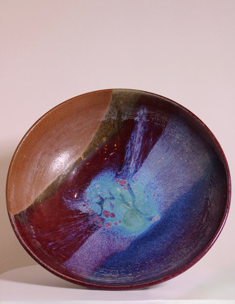 Crystalline Purple Blue Studio Pottery Bowl