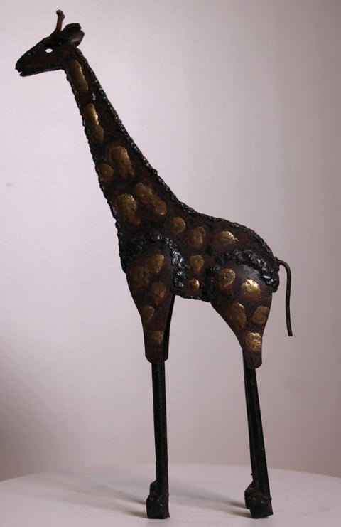 Brutalist Metal Giraffe Sculpture