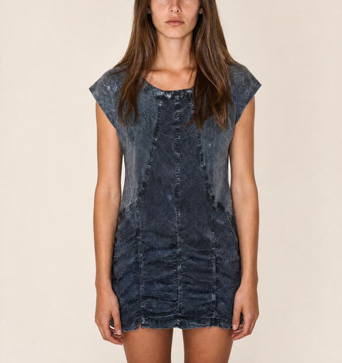 Vintage Charcoal Ruched Tunic Dress — product detail