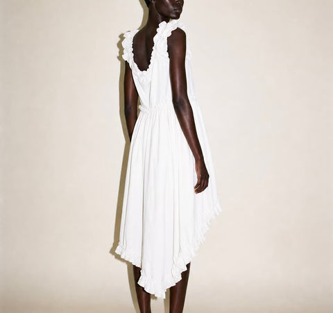 Kaiy Xia Seoul White Asymmetric Ruffle Dress — product detail