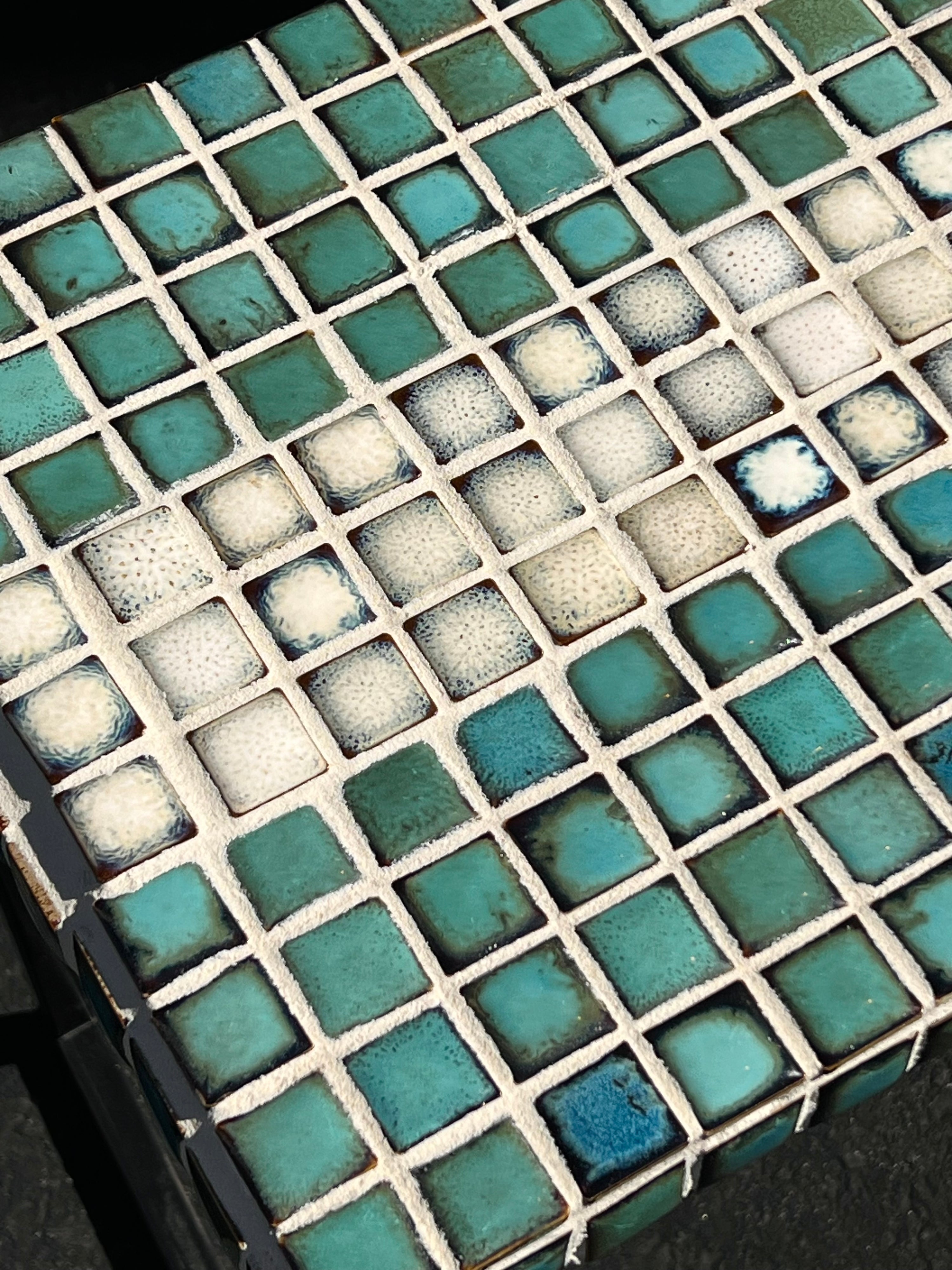 Hand Tiled Turquoise Side Table