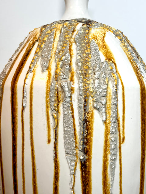 Carmel and Cream Jumbo Mid-Century Modern Table Lamp
