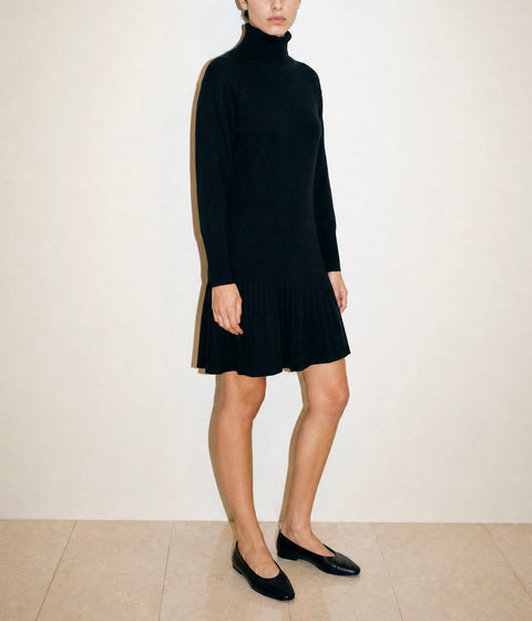 Vintage Black Turtleneck Peplum Sweater dress