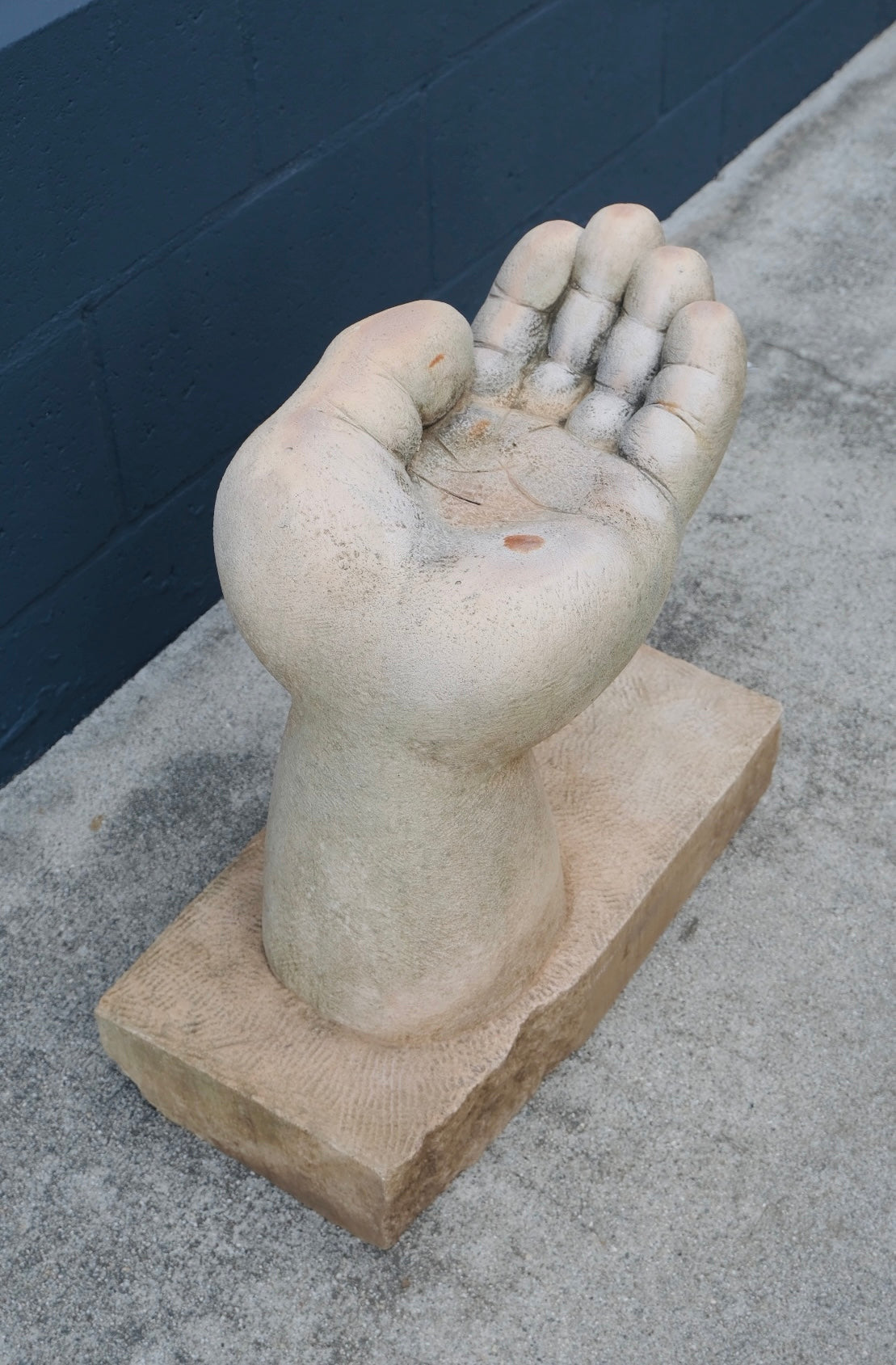“Heavy Hand” Cement Bird Bath (Vintage)