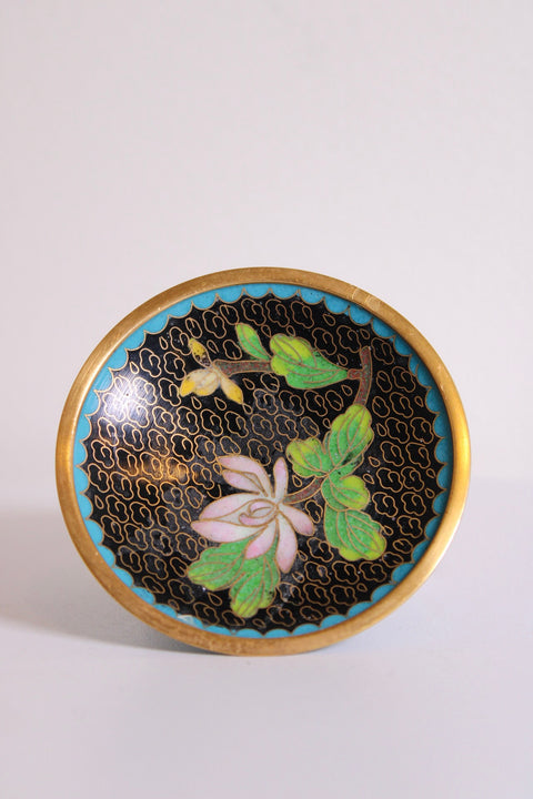 Vintage Cloisonné Floral Trinket Dish