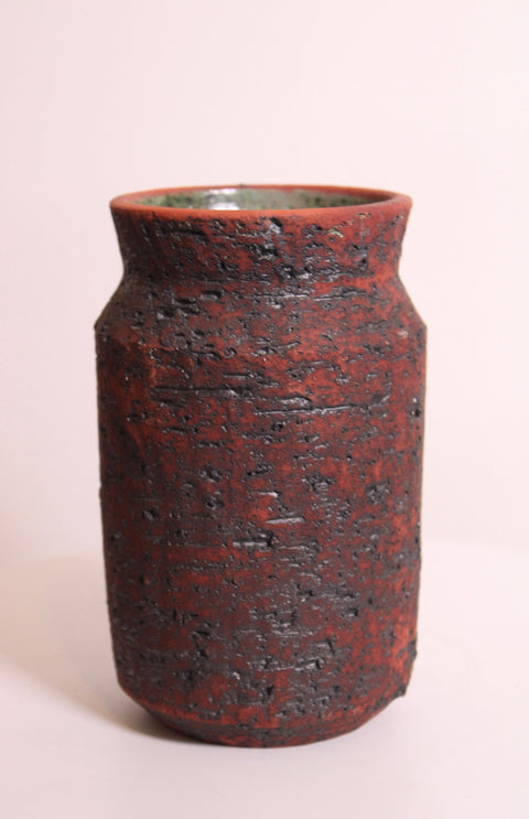 Lava Glaze Brutalist Studio Pottery Vase
