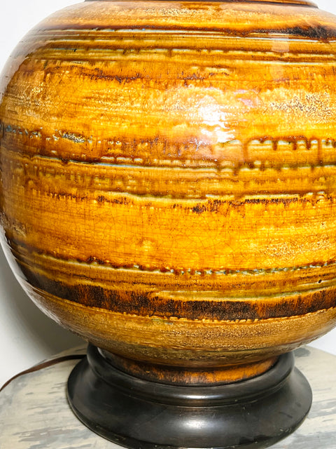Orange MCM Large Bulbous Drip Table Lamp