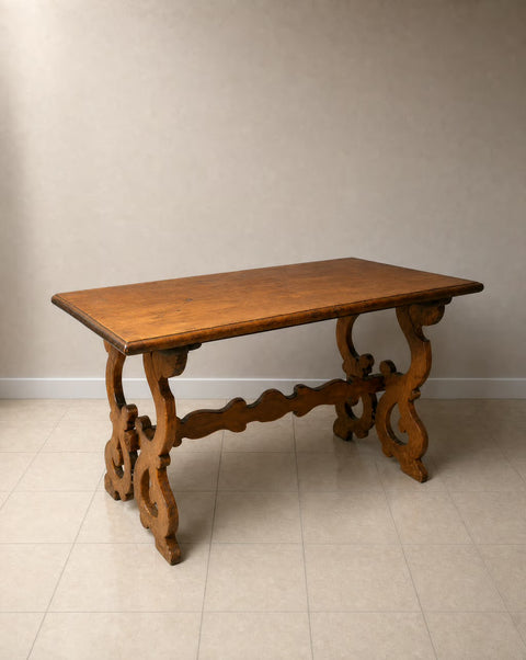 Wooden Vintage Spanish Antique Wood Trestle Table