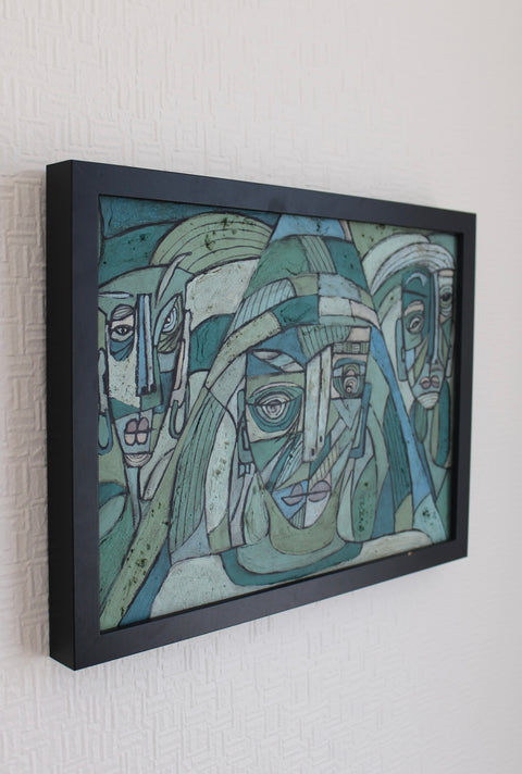 Angela Dickerson Hidden Faces Original Framed Artwork