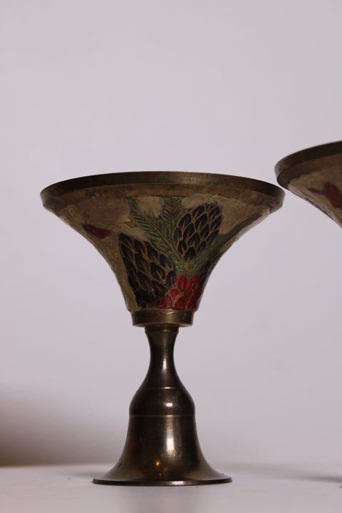 Vintage Brass and Enamel Serving Set