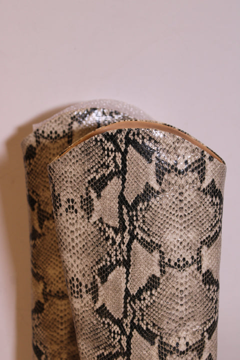 Schutz Snakeskin Print Leather Knee-High Boots