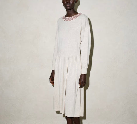Smyth Cream Knit Dress with Striped Neckline — product detail
