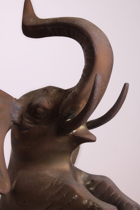 Seated Brass Elephant Sculpture