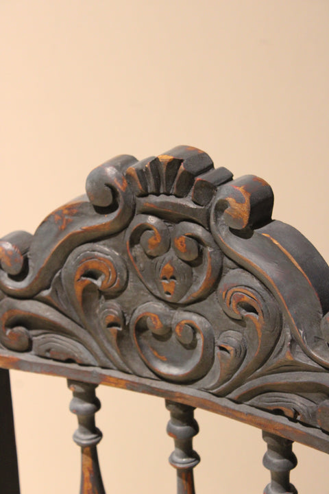 Antique Spanish Colonial Carved Rush Seat Chair (4)