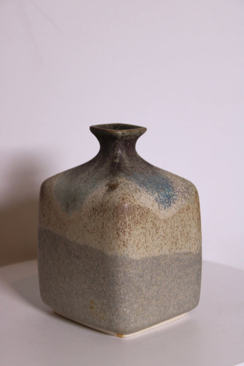 Square Speckled Studio Pottery Bud Vase