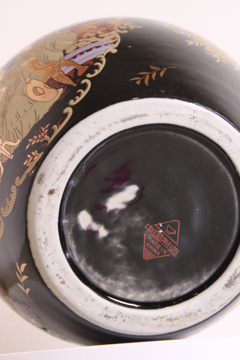 Chinoiserie Black Cachepot Planter