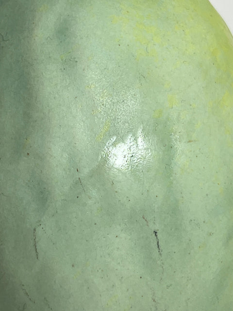 Signed  Chubby Off Kilter Green Bud Vase