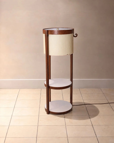 Vintage Walnut Shelf Floor Lamp, Attributed to Modeline