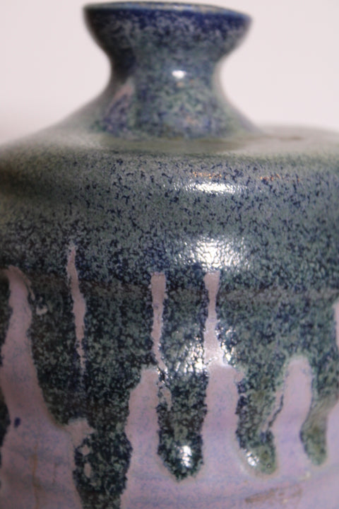 Signed Ramirez Lavender Drip Glaze Studio Pottery Bottle Vase