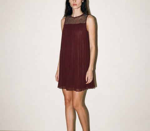 Vintage Burgundy Sleeveless Dress