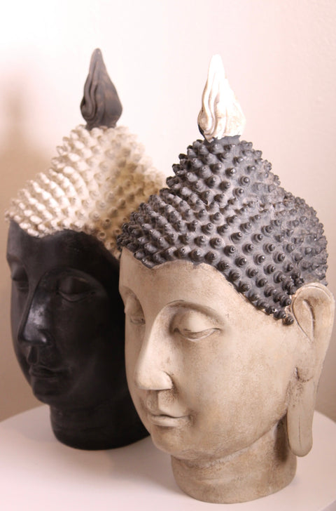 Pair Contemporary Buddha Head Sculptures
