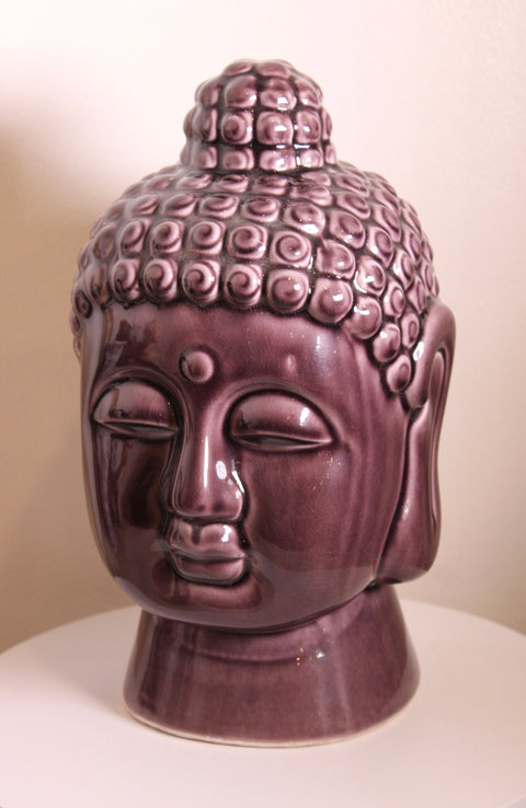 Purple Glazed Buddha Head Planter / Vessel